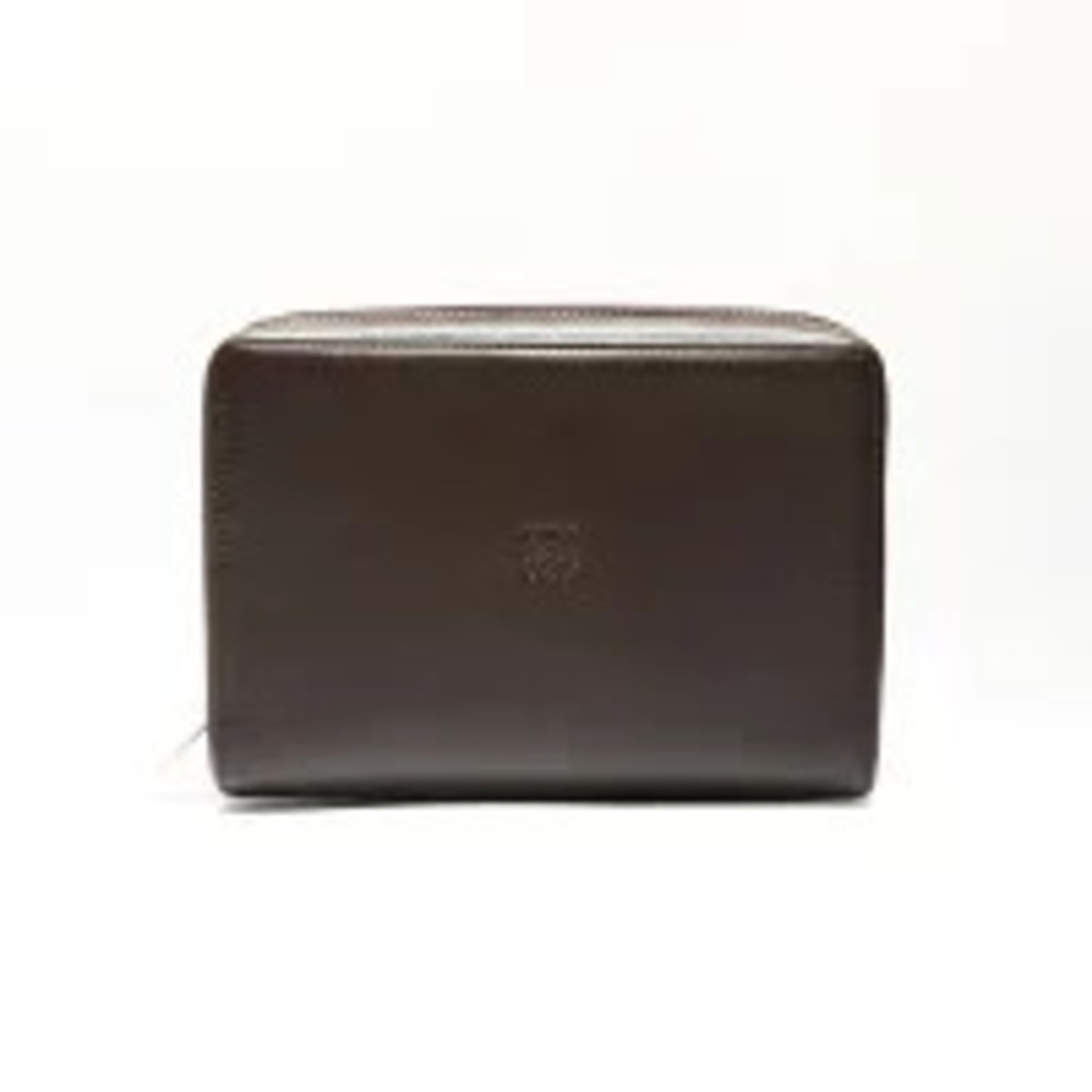 Loewe Lambskin Anagram Pouch Clutch Brown
